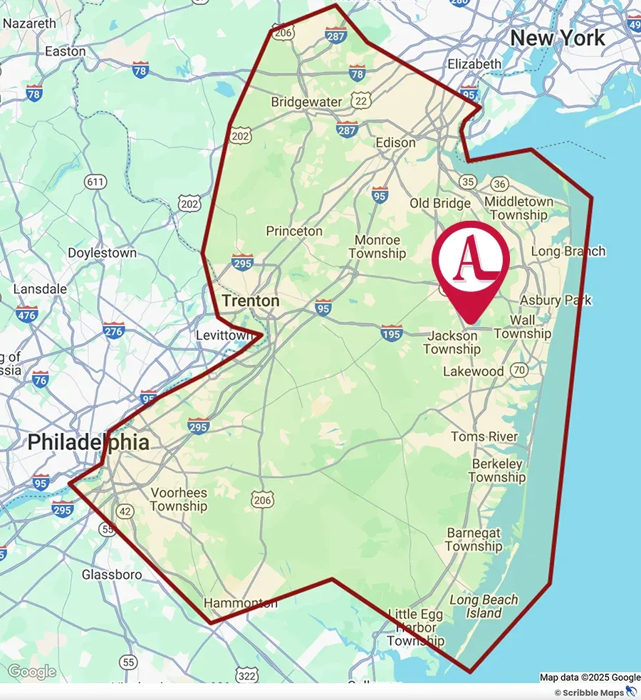A-Academy Service Area Map Howell, NJ